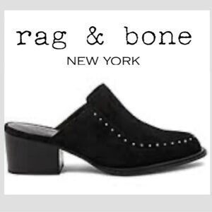 Rag & bone Weiss black suede mule with silver studs size EU 39.5 or US 9.5